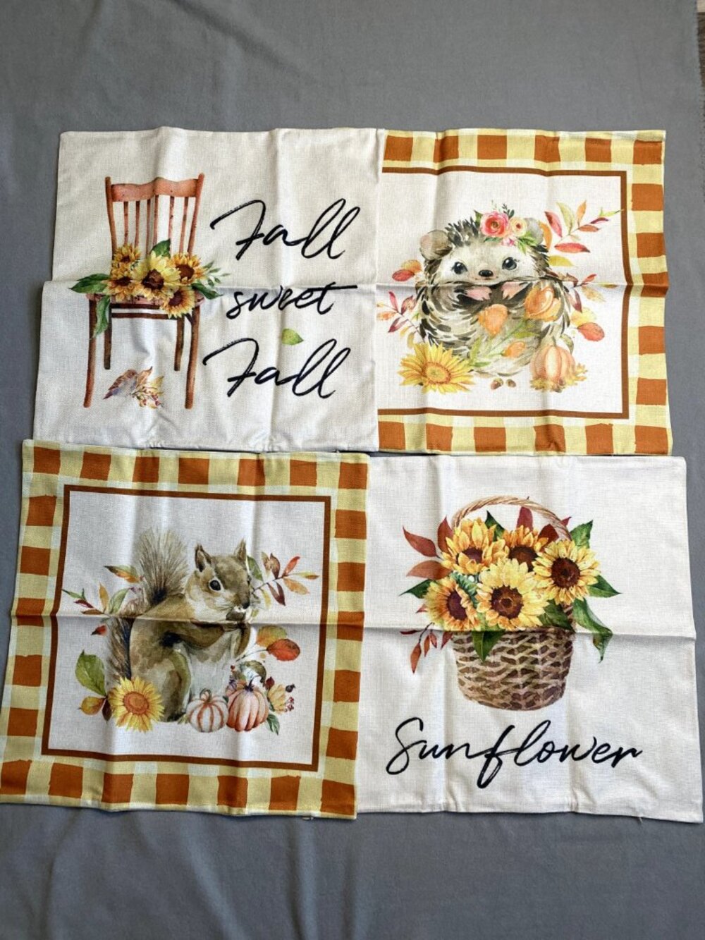 Cirzone Decorative Pillow Covers 18x18 Set of 4 Fall themed Pillows cases. NWT.